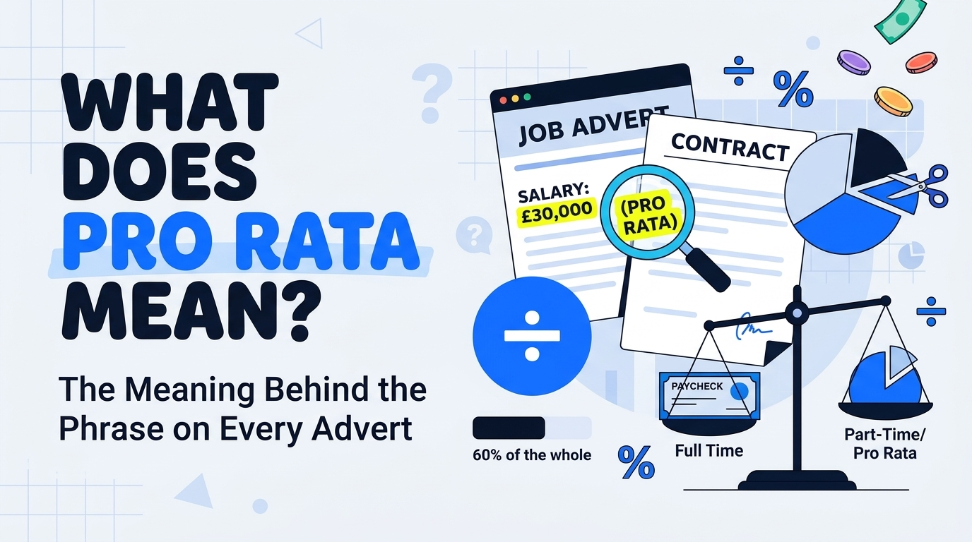 What does pro rata mean — a job advert showing a £30,000 salary marked pro rata, with a contract
